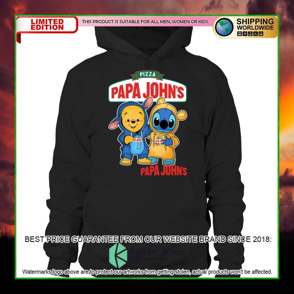 papa johns pizza winnie the pooh stitch hoodie shirt limited edition jan1r