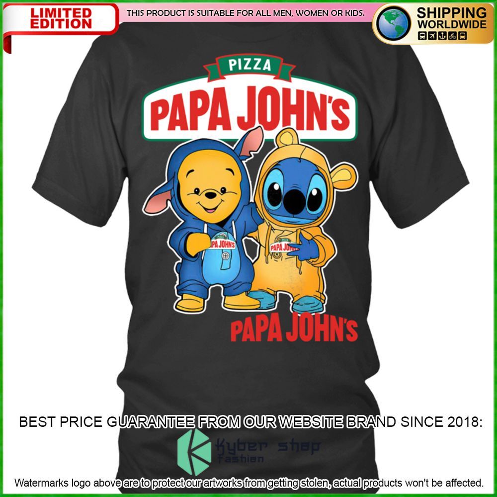 papa johns pizza winnie the pooh stitch hoodie shirt limited edition jlogs