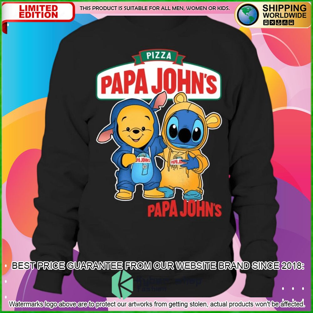 papa johns pizza winnie the pooh stitch hoodie shirt limited edition omjwq