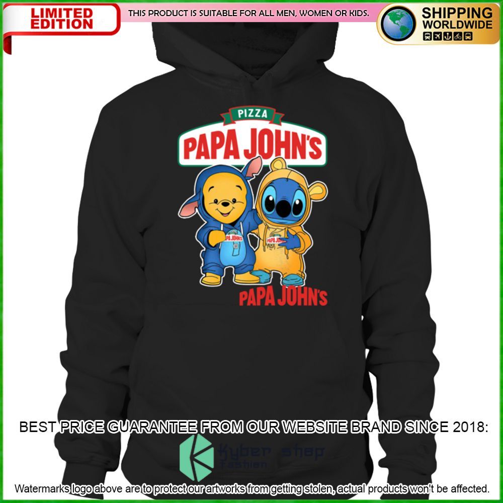 papa johns pizza winnie the pooh stitch hoodie shirt limited edition teu06