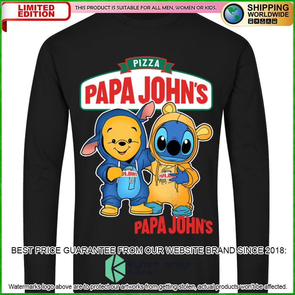 papa johns pizza winnie the pooh stitch hoodie shirt limited edition wfw7r