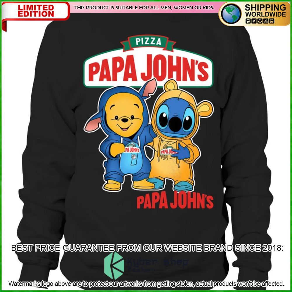 papa johns pizza winnie the pooh stitch hoodie shirt limited edition