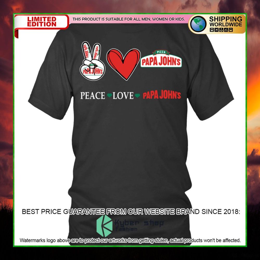peace love papa johns pizza hoodie shirt limited edition bbbfg