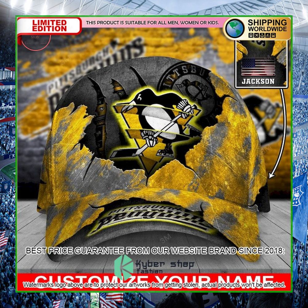 pittsburgh penguins skull nhl custom name cap limited edition hvgtw