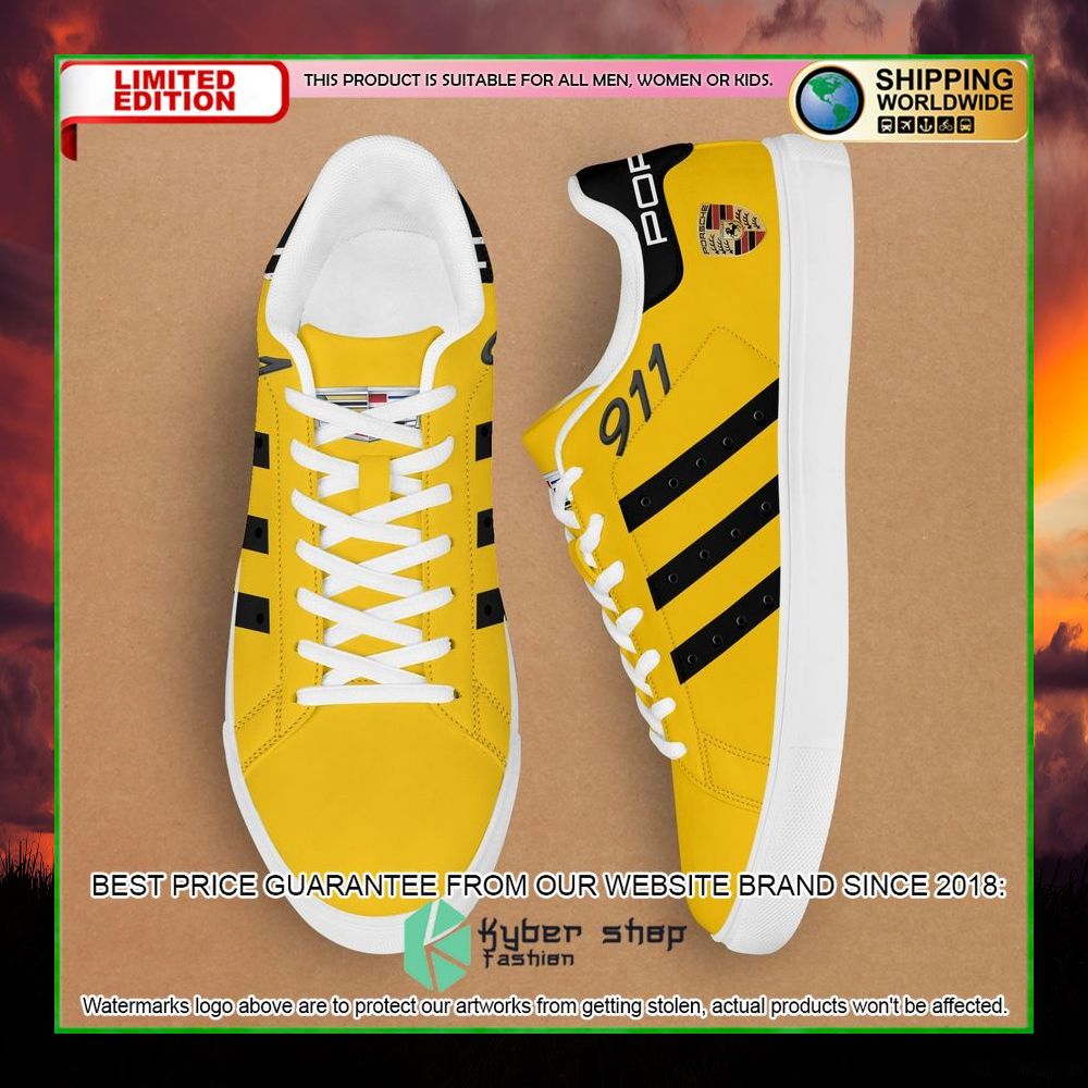 porsche 911 yellow stan smith low top shoes limited edition 6inpl