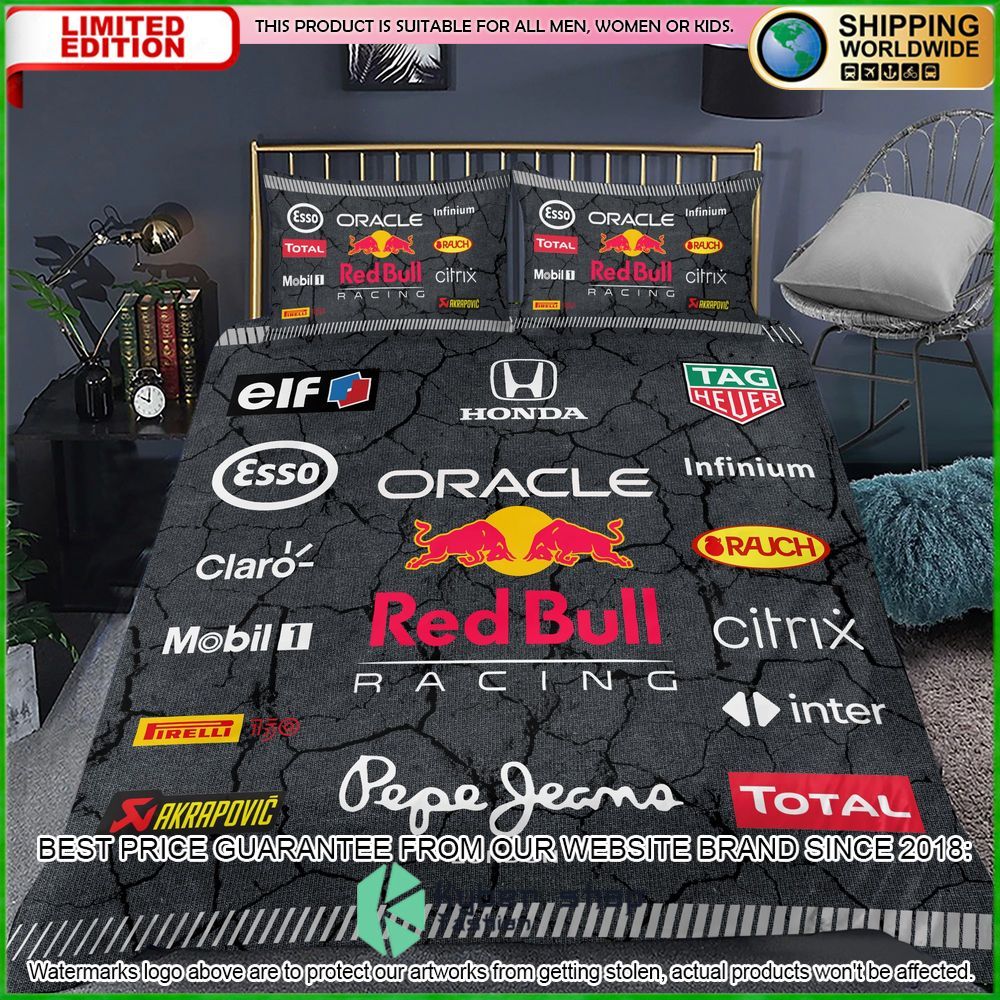 red bull logo racing crack bedding set limited edition egfp3