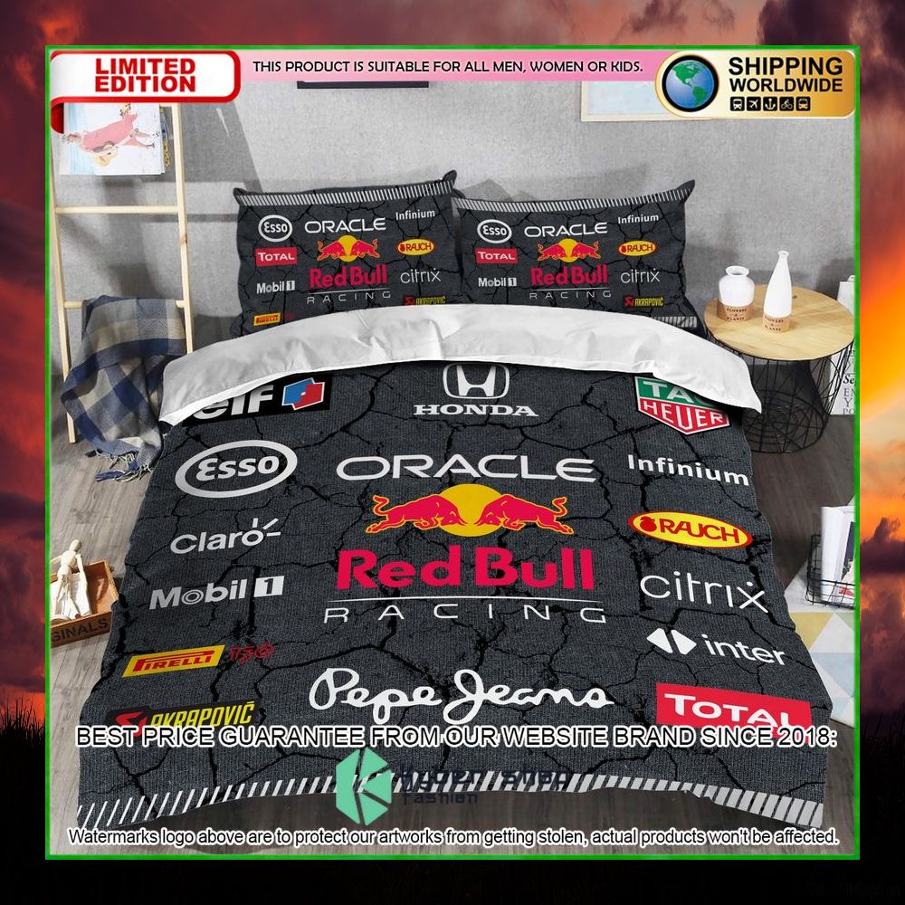 red bull logo racing crack bedding set limited edition f2vbp