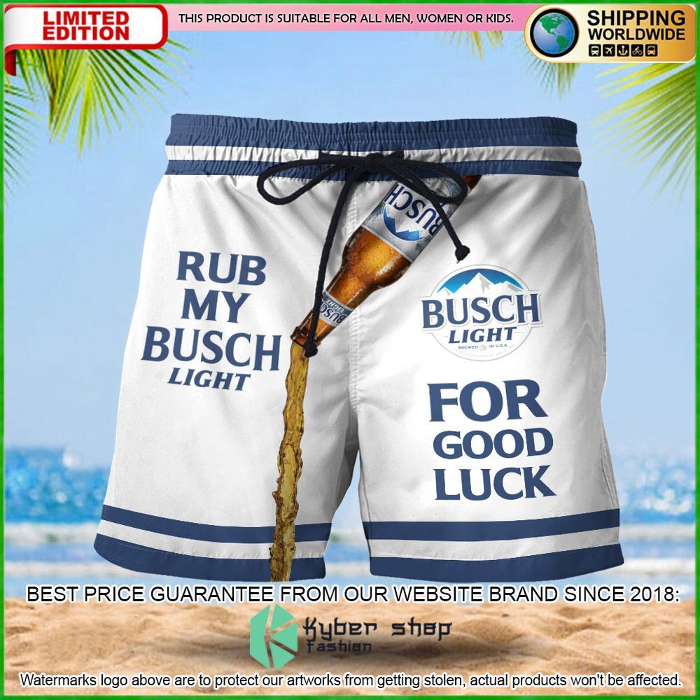 rub my busch light for good luck hawaiian short limited edition 8j5nm