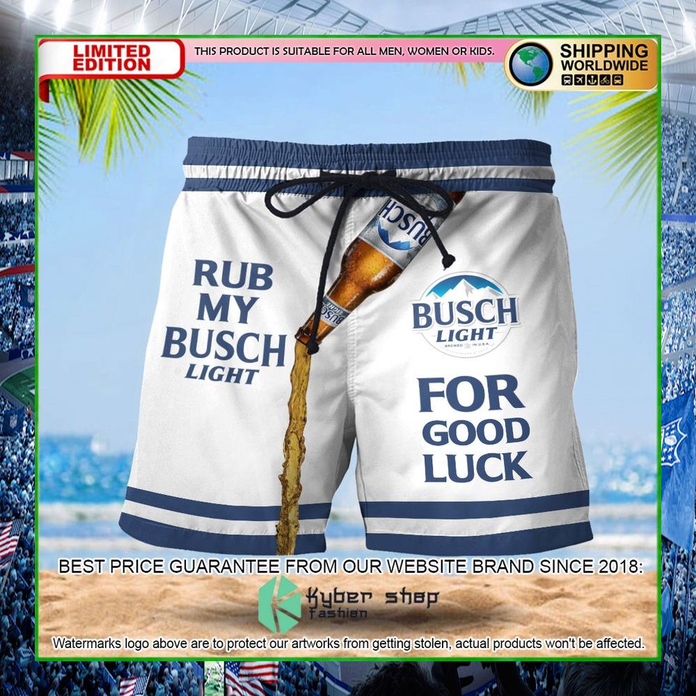 rub my busch light for good luck hawaiian short limited edition udu77