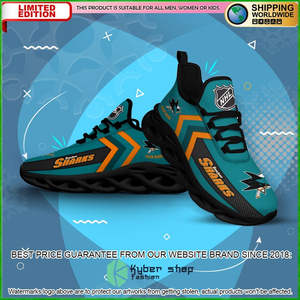 san jose sharks custom name clunky max soul shoes limited edition