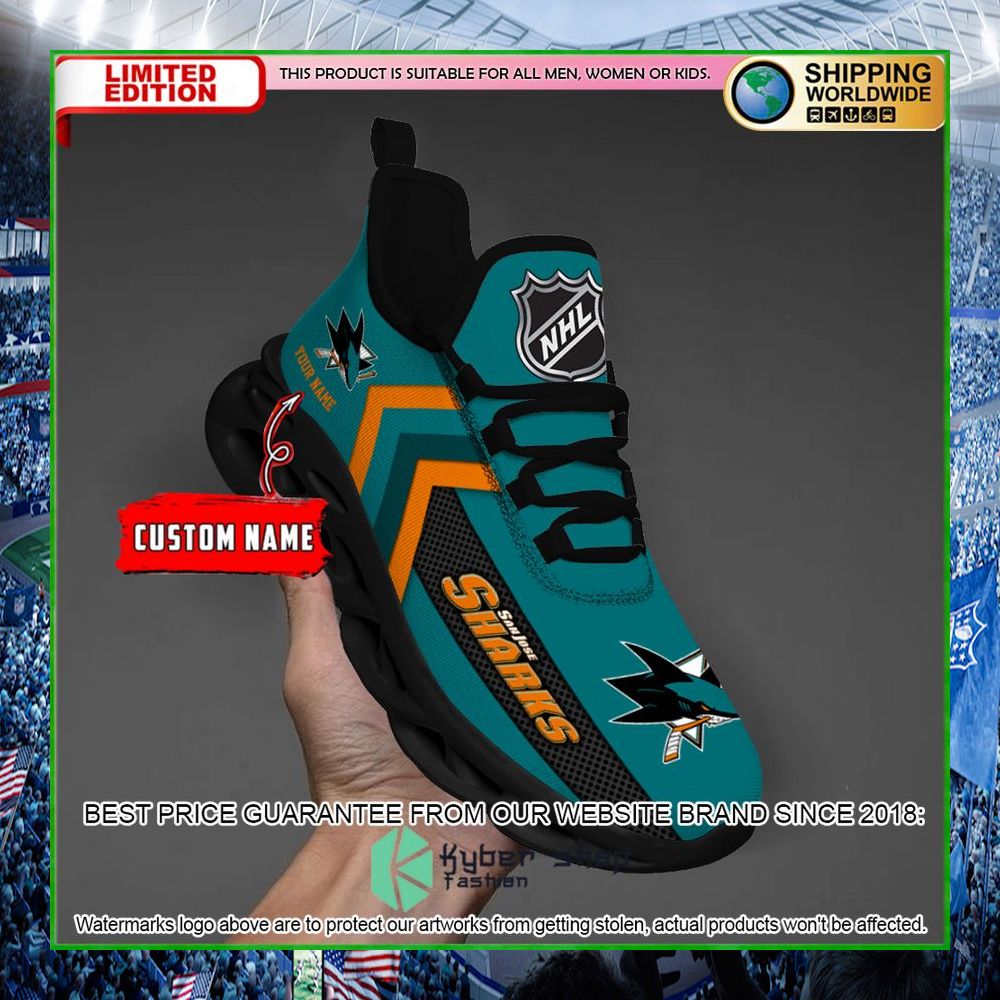 san jose sharks custom name clunky max soul shoes limited edition lmhp2