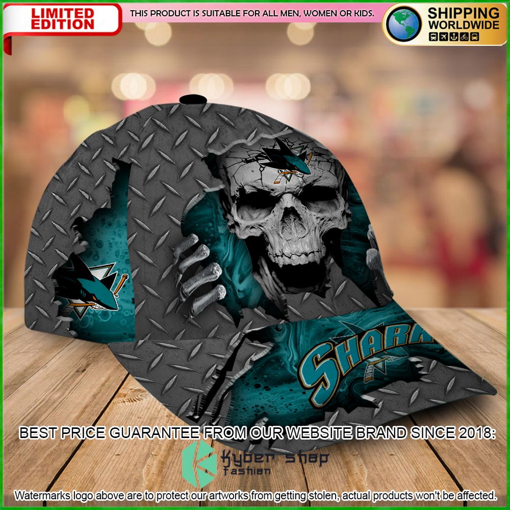 san jose sharks custom name nhl skull cap limited edition rej7w