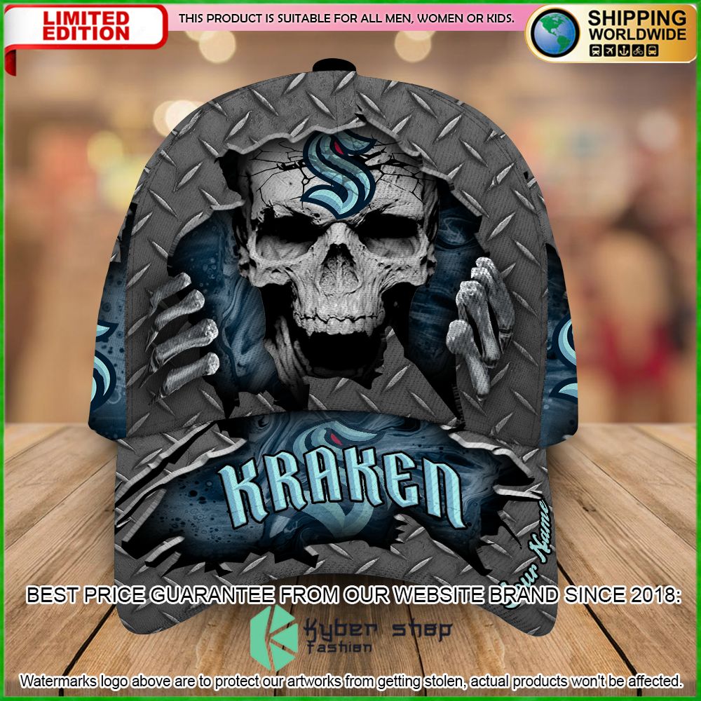 seattle kraken custom name nhl skull cap limited edition ljadc