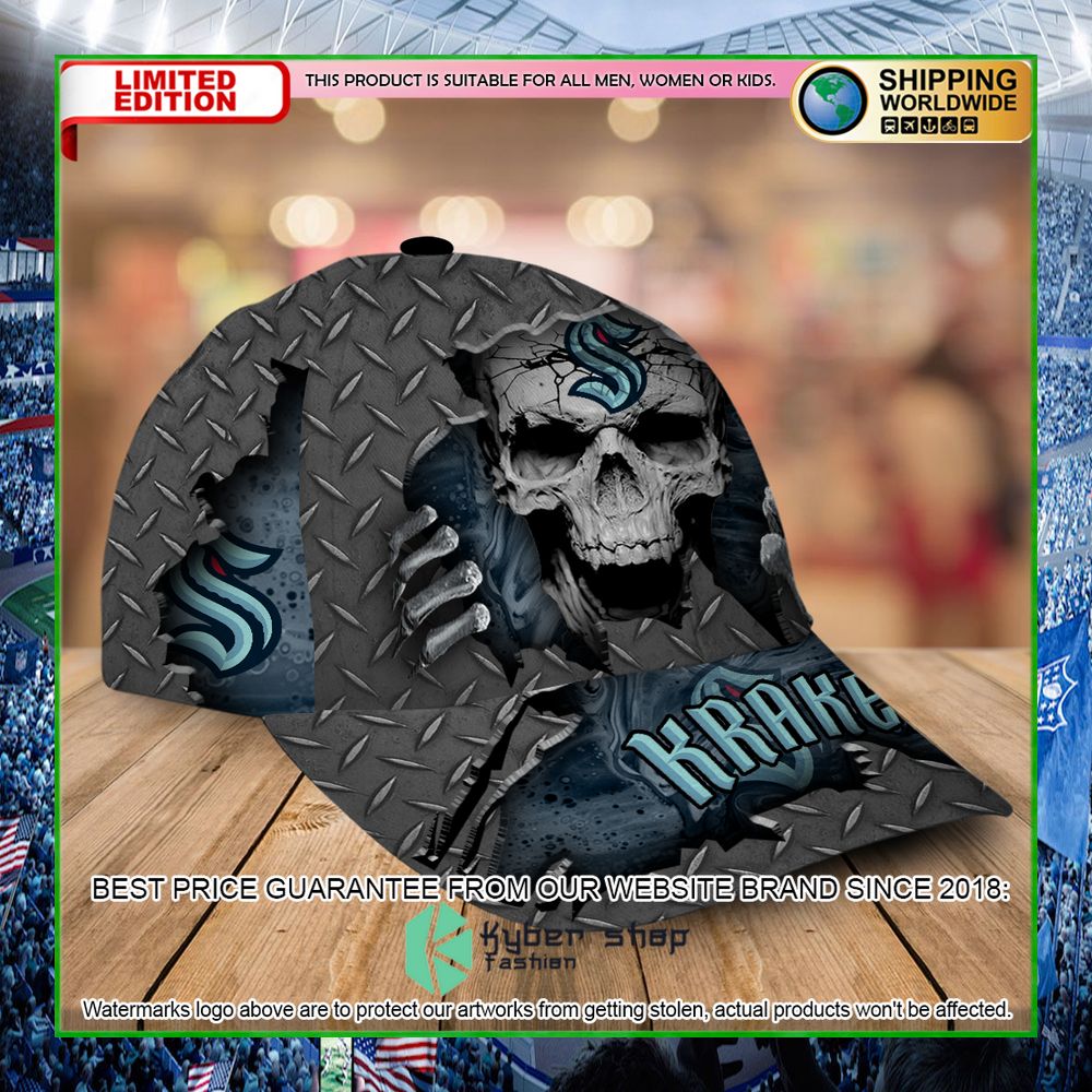 seattle kraken custom name nhl skull cap limited edition zucbn