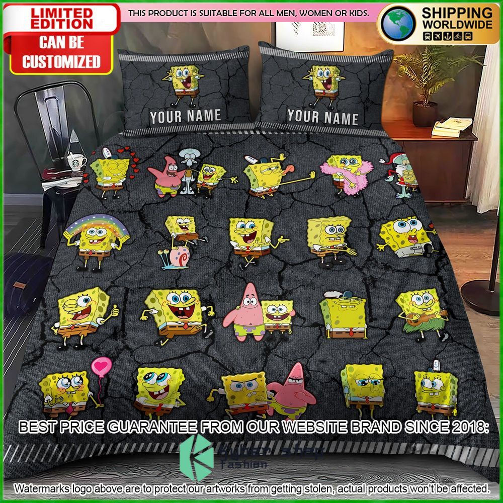 spongebob squarepants custom name crack bedding set limited edition cbeas