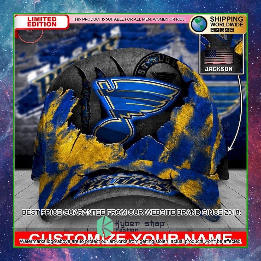 st louis blues skull nhl custom name cap limited edition