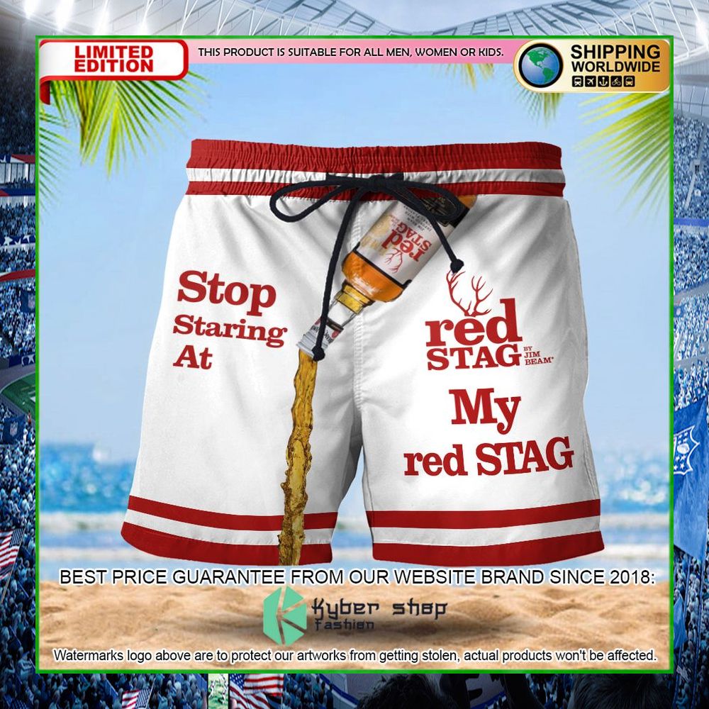 stop staring at my jim beam red stag hawaiian short limited edition 8jznc