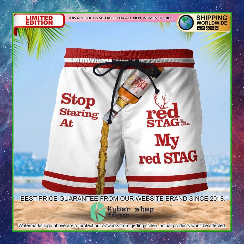stop staring at my jim beam red stag hawaiian short limited edition p5pfe