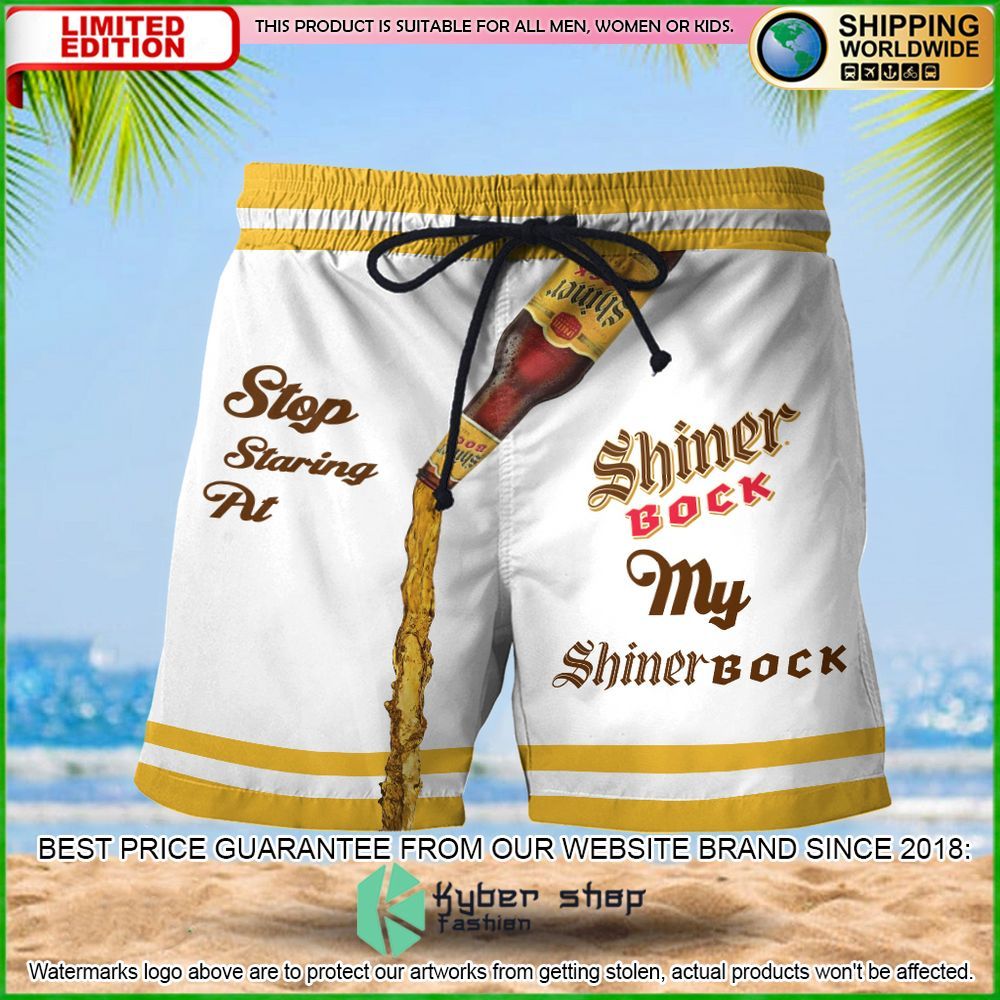 stop staring at my shiner bock hawaiian short limited edition mbt3r