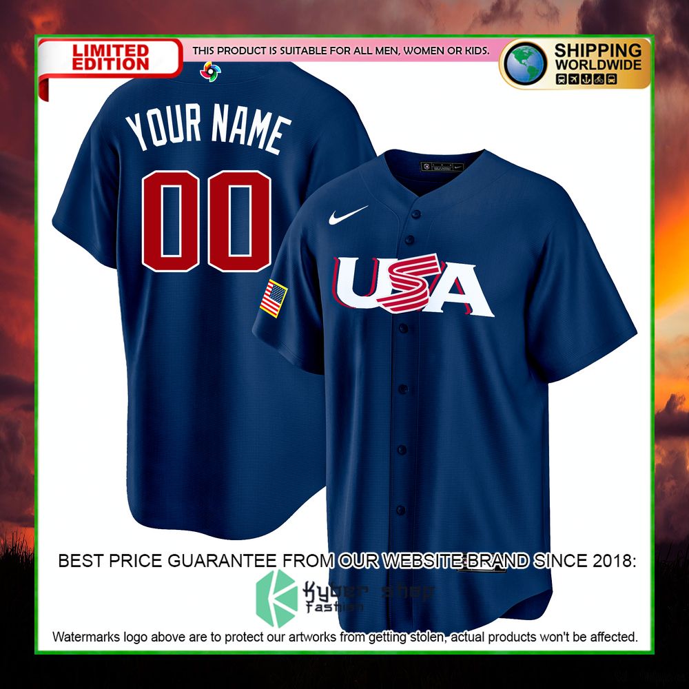usa personalized navy baseball jersey limited edition p0dkb