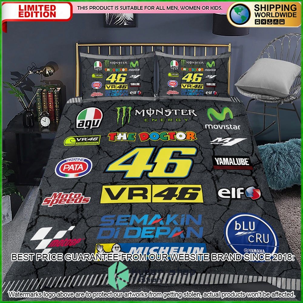 valentino rossi the doctor crack bedding set limited edition 2p2if