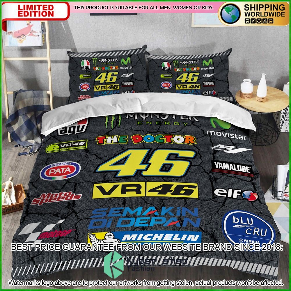 valentino rossi the doctor crack bedding set limited edition kykld