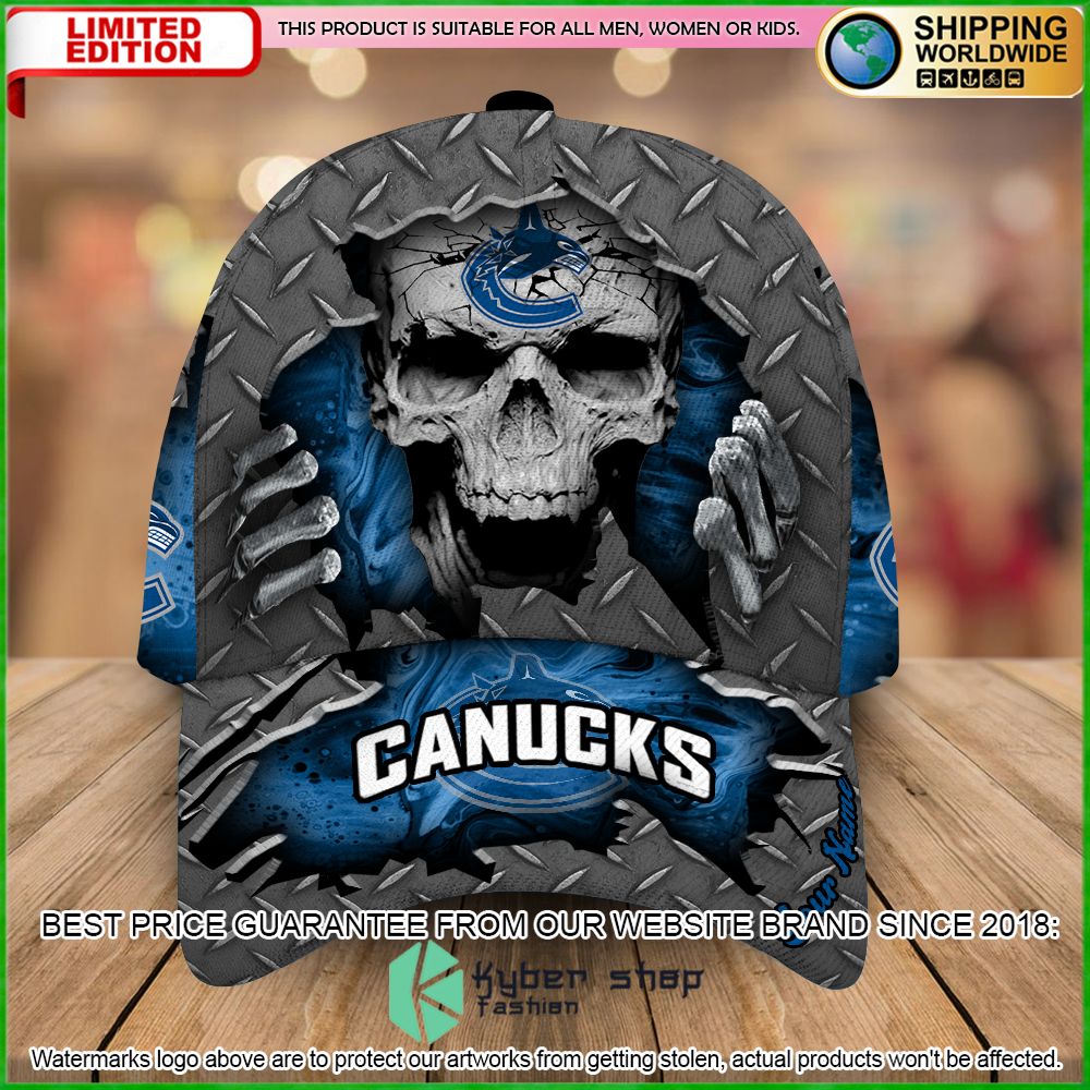 vancouver canucks custom name nhl skull cap limited edition 0wzyf