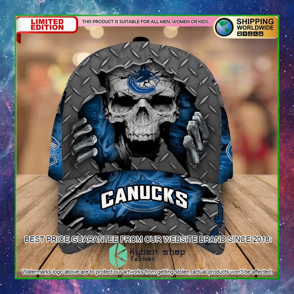 vancouver canucks custom name nhl skull cap limited edition