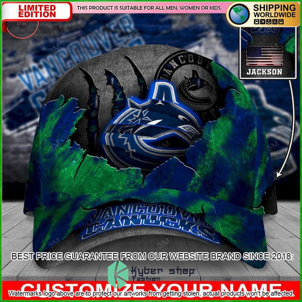 vancouver canucks skull nhl custom name cap limited edition