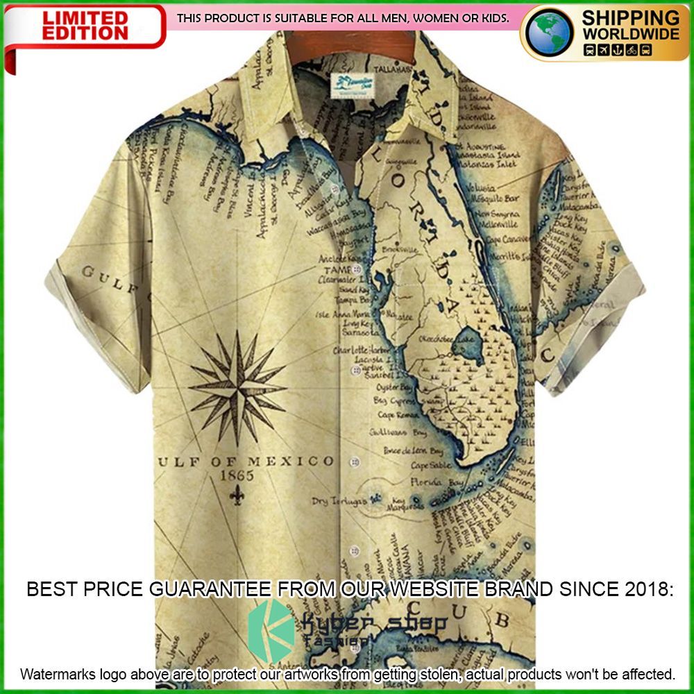 vintage florida map hawaiian shirt limited edition 3v6mh