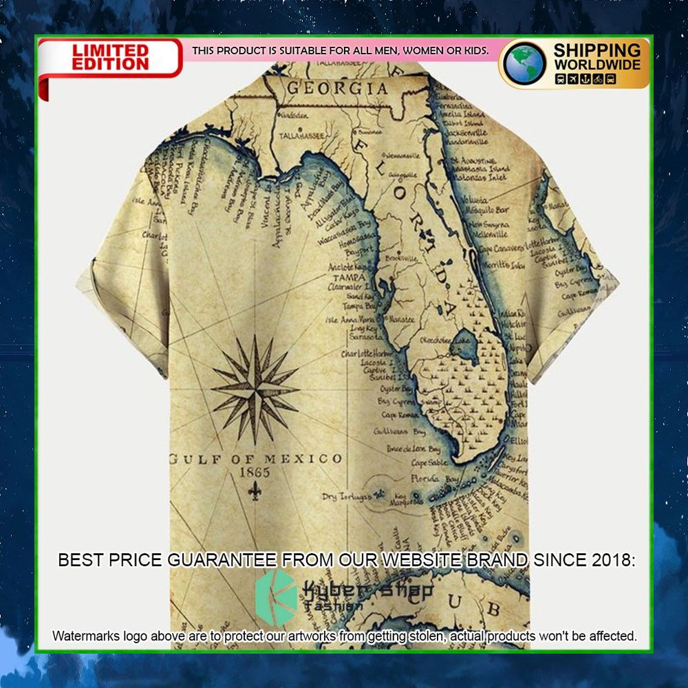 vintage florida map hawaiian shirt limited edition 9ikfb