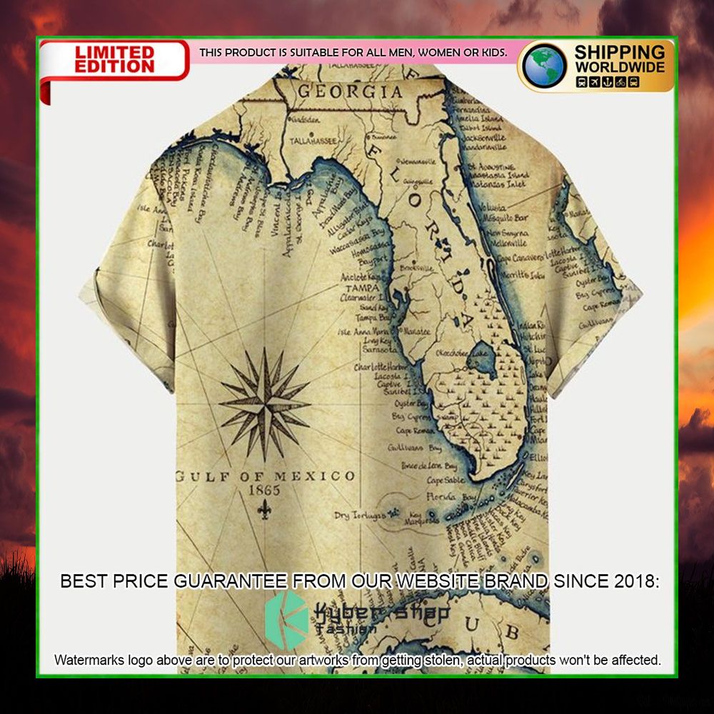 vintage florida map hawaiian shirt limited edition by73u