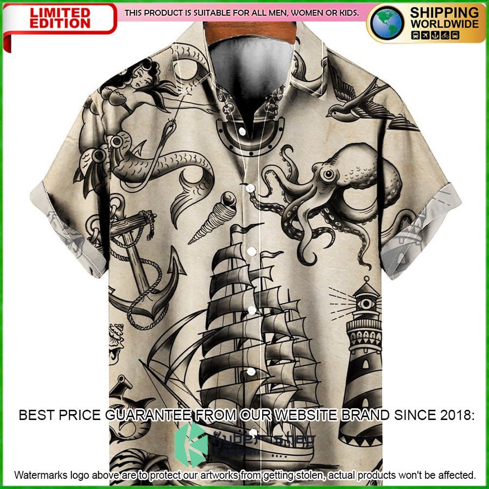 vintage nautical mermaid boat hawaiian shirt limited edition 0pb4w