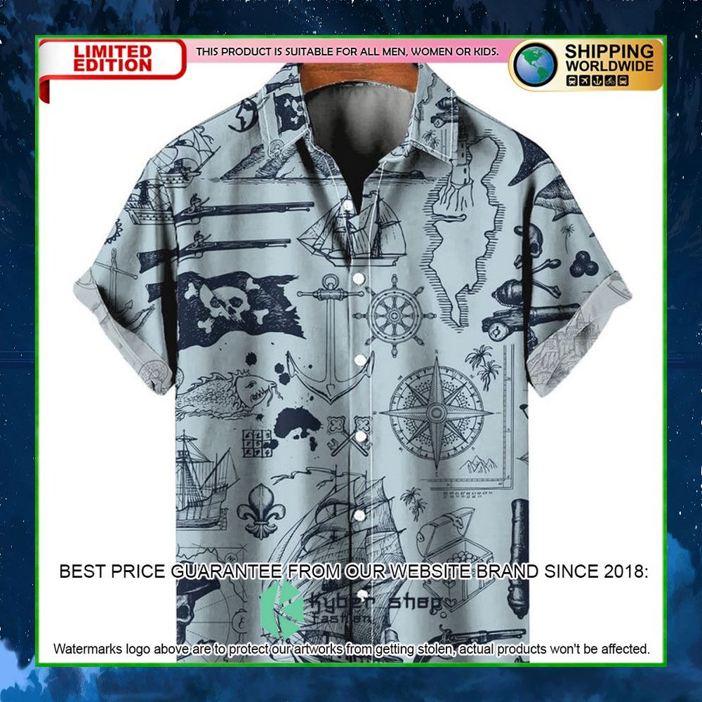vintage nautical pirate boat hawaiian shirt limited edition c214h