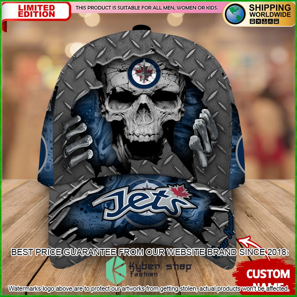 winnipeg jets custom name nhl skull cap limited edition