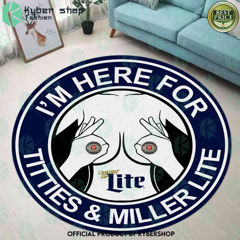 I'm Here for Titles & Miller Lite Round Rug - LIMITED EDITION