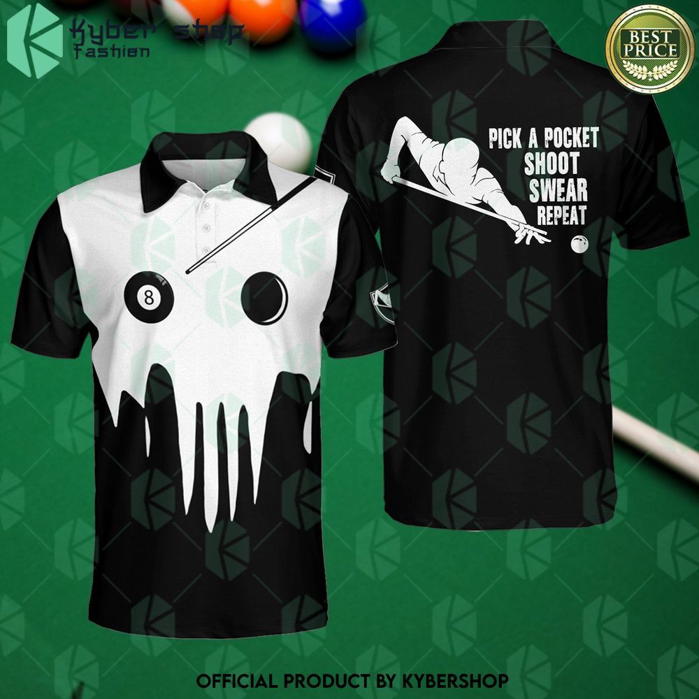 Skull Billiards Black And White Polo - LIMITED EDITION