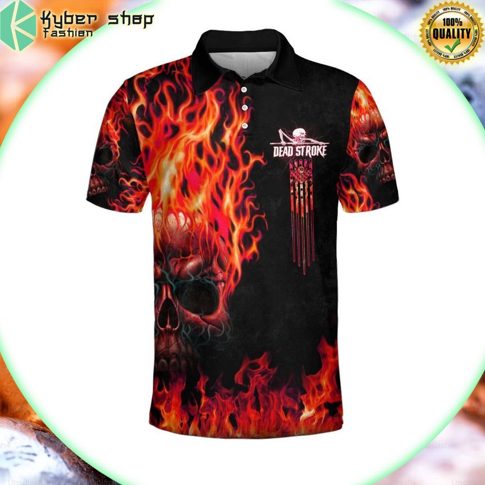skull on fire billiards red polo limited edition 6vwqy