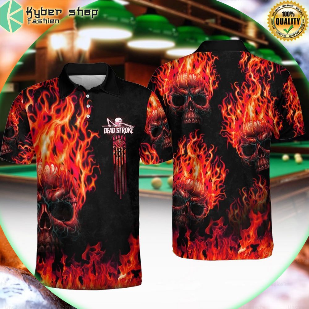 skull on fire billiards red polo limited edition bvmmh