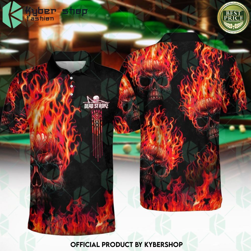skull on fire billiards red polo limited edition nn3d4
