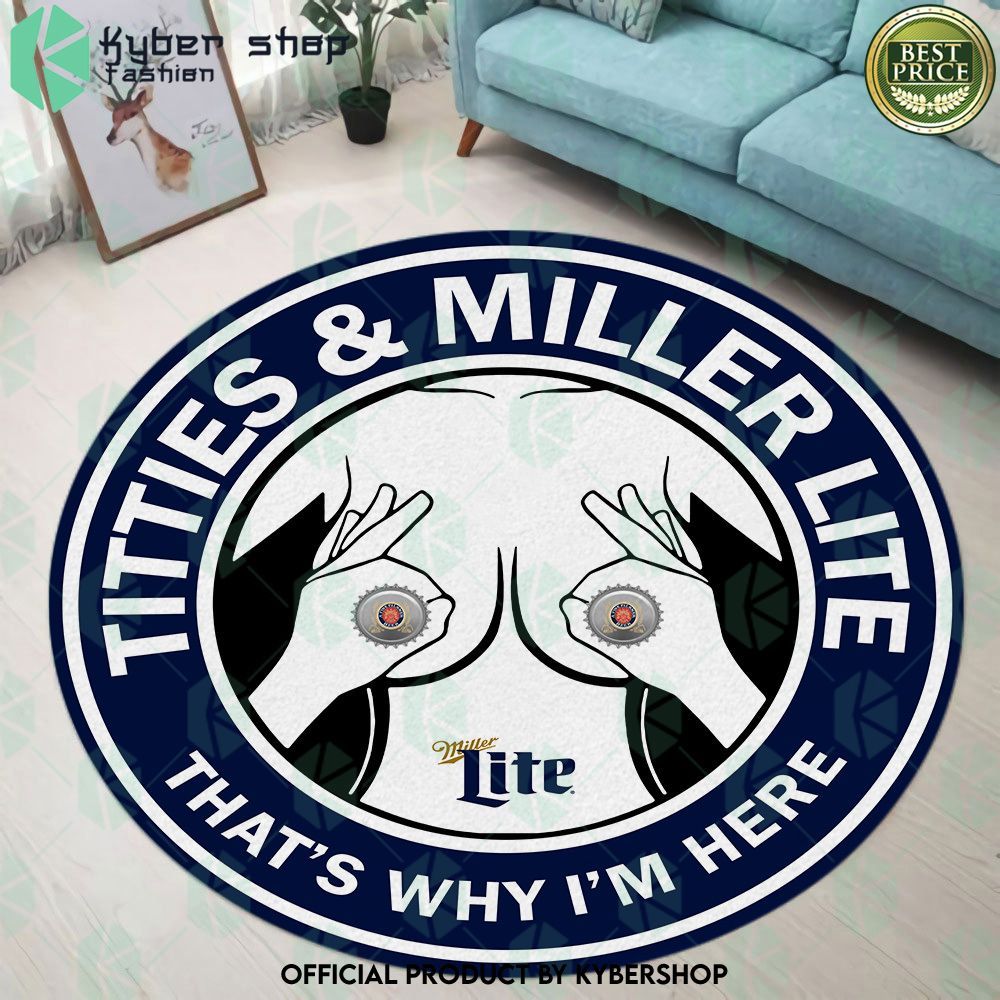 That's Why I'm Here Titles & Miller Lite Round Rug - LIMITED EDITION